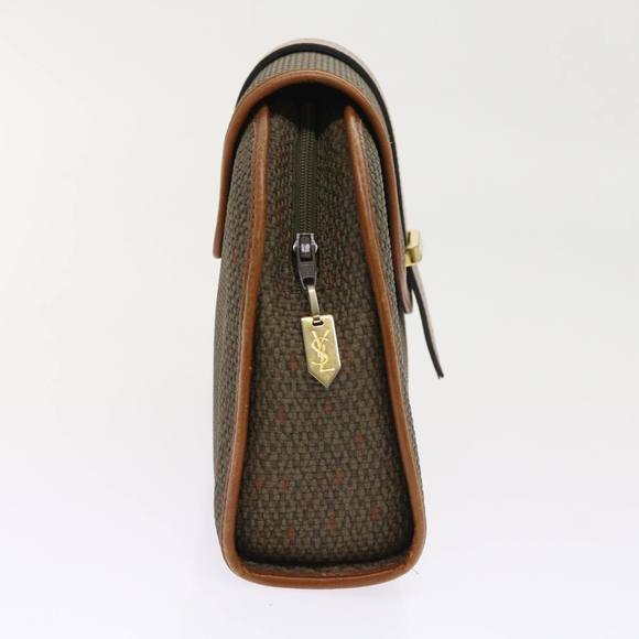 SAINT LAURENT Clutch Bag PVC Leather Brown Auth ar10315 - Picture 4 of 16